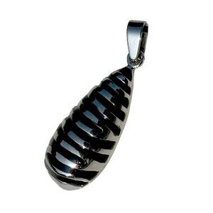 Inox Women's Stainless Steel Teardrop-Shaped Pendant w/ Black and Silver Accents